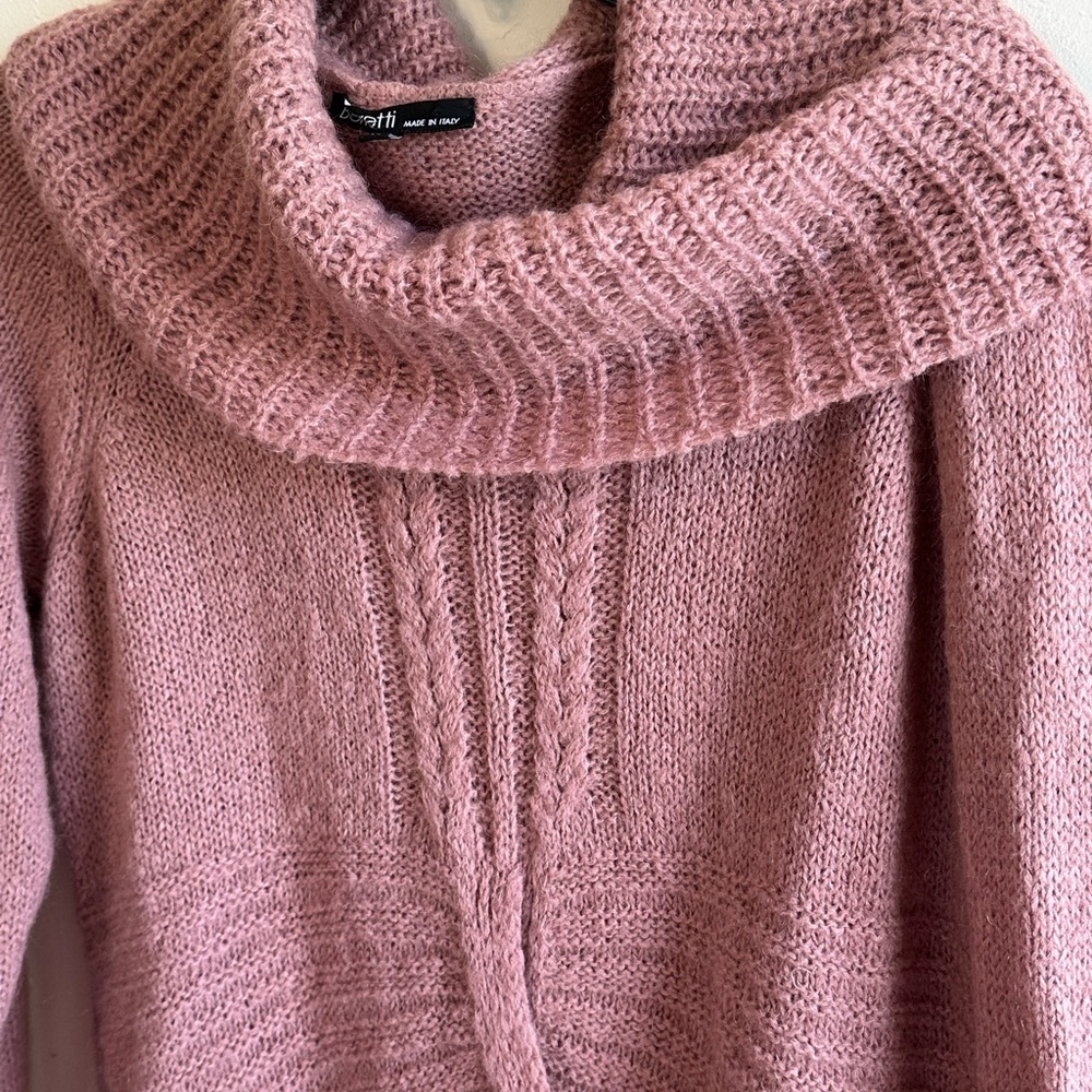 Berretti Made in Italy Cozy Mauve Pink Cowl Neck Mohair Wool Sweater Sz M - Picture 4 of 12
